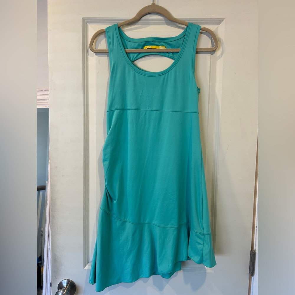 Lole Women's Tennis Golf Olena Teal Green Stretch Racerback Athletic Dress - Med